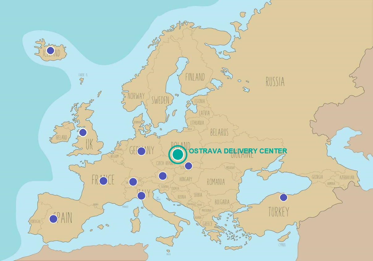 Onama.AI European delivery footprint — Ostrava Delivery Center